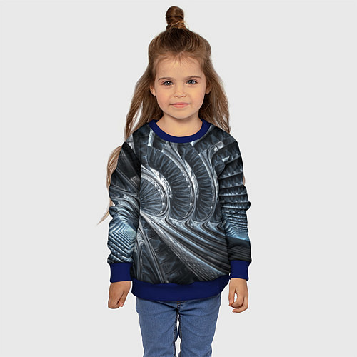 Детский свитшот Фрактальный абстрактный паттерн Броня Fractal Abst / 3D-Синий – фото 4