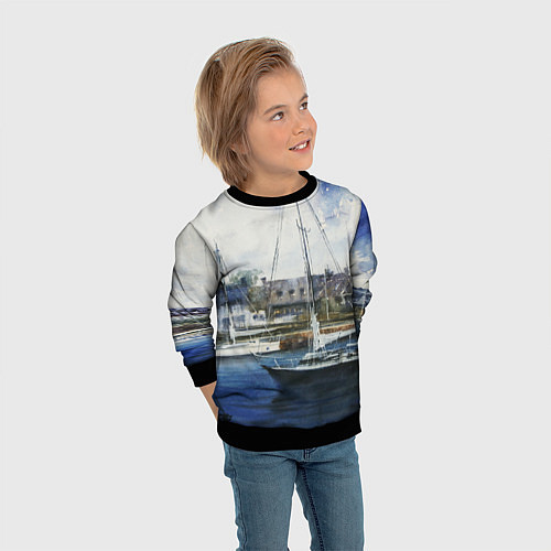 Детский свитшот Во французской гавани / 3D-Черный – фото 3
