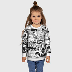 Свитшот детский Евангелион паттерн, цвет: 3D-белый — фото 2