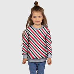 Свитшот детский Красно-серый полосатый узор, цвет: 3D-меланж — фото 2