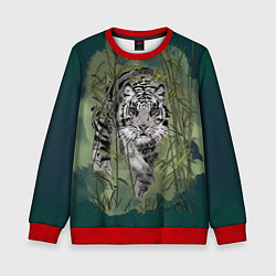 Детский свитшот Крадущийся белый тигр символ гола