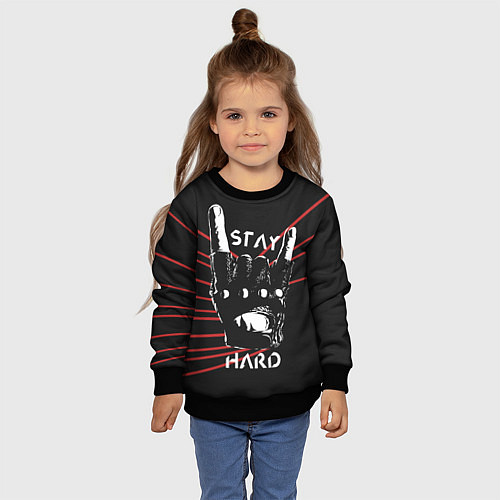 Детский свитшот Stay hard / 3D-Черный – фото 4