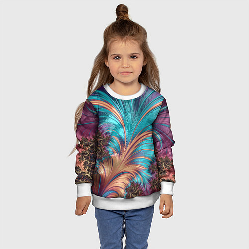 Детский свитшот Floral composition Цветочная композиция / 3D-Белый – фото 4