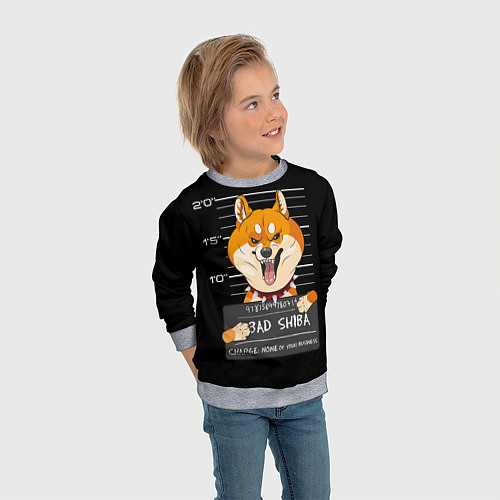 Детский свитшот Злая сиба-ину / 3D-Меланж – фото 3