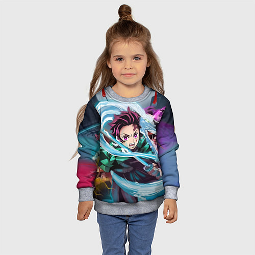Детский свитшот ТАНДЖИРО КЛИНОК, РАССЕКАЮЩИЙ ДЕМОНОВ DEMON SLAYER / 3D-Меланж – фото 4