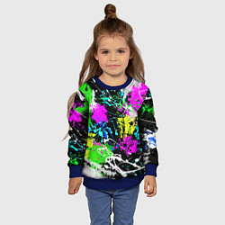 Свитшот детский Разноцветные пятна краски на черном фоне, цвет: 3D-синий — фото 2