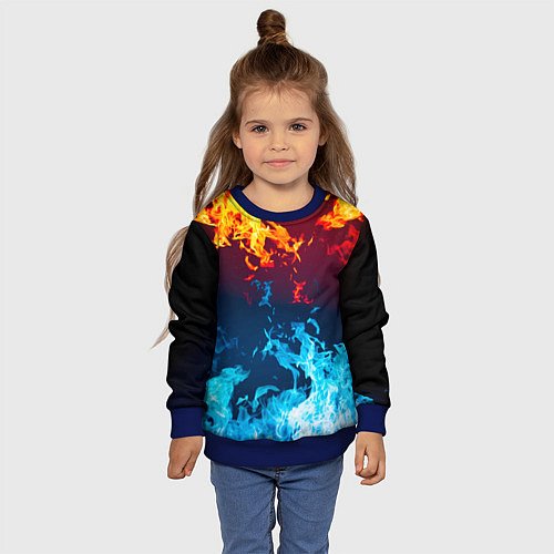 Детский свитшот Лед и Пламя Борьба стихий / 3D-Синий – фото 4