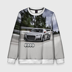 Свитшот детский Ауди на скоростном шоссе Audi on the expressway, цвет: 3D-белый