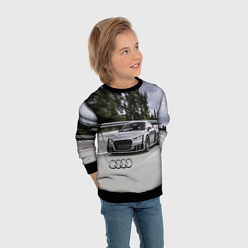 Детский свитшот Ауди на скоростном шоссе Audi on the expressway / 3D-Черный – фото 3