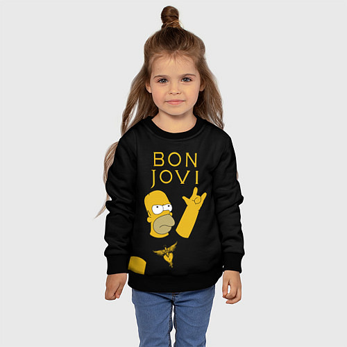 Детский свитшот Bon Jovi Гомер Симпсон Рокер / 3D-Черный – фото 4