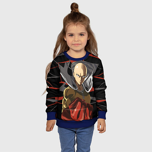 Детский свитшот Сайтама-человек удара / 3D-Синий – фото 4