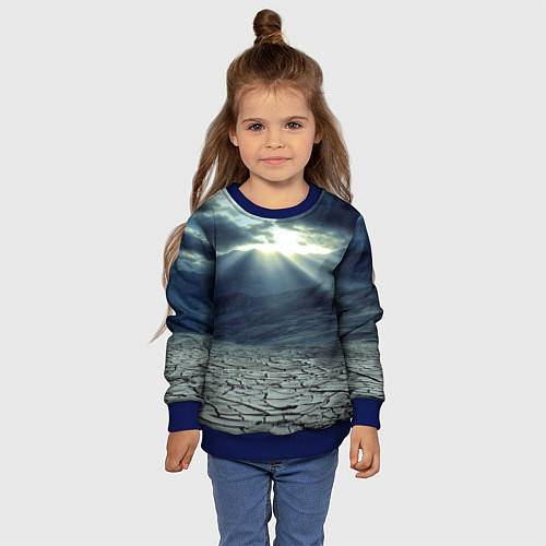 Детский свитшот Трещины на земле пустыня / 3D-Синий – фото 4