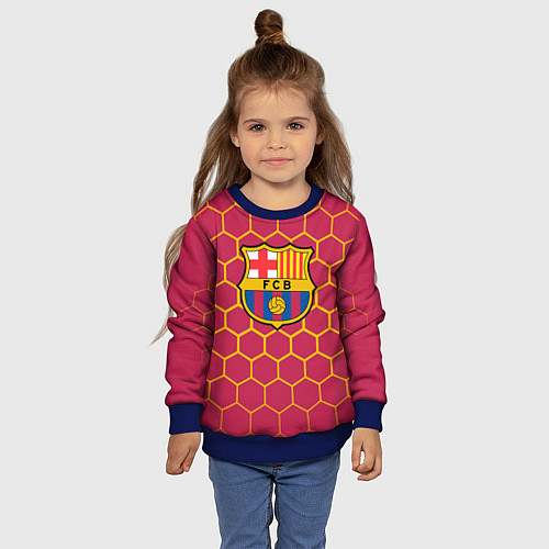 Детский свитшот FC BARCELONA соты / 3D-Синий – фото 4