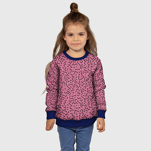 Детский свитшот Минималистический паттерн на розовом фоне / 3D-Синий – фото 4