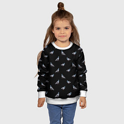 Свитшот детский Голуби на черном паттерн, цвет: 3D-белый — фото 2