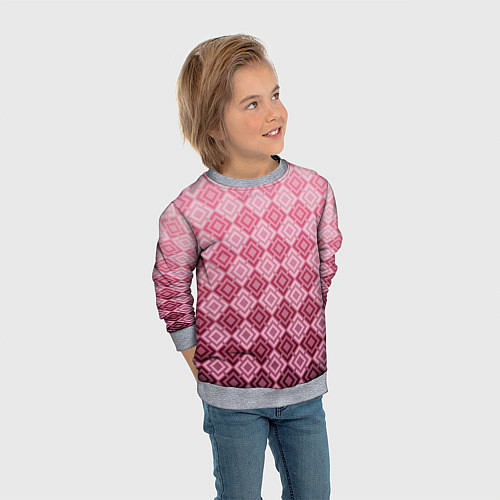 Детский свитшот Розовый геометрический градиентный узор / 3D-Меланж – фото 3
