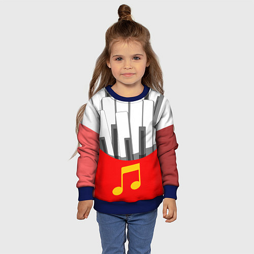 Детский свитшот Клавиши фортепиано как картошка фри / 3D-Синий – фото 4