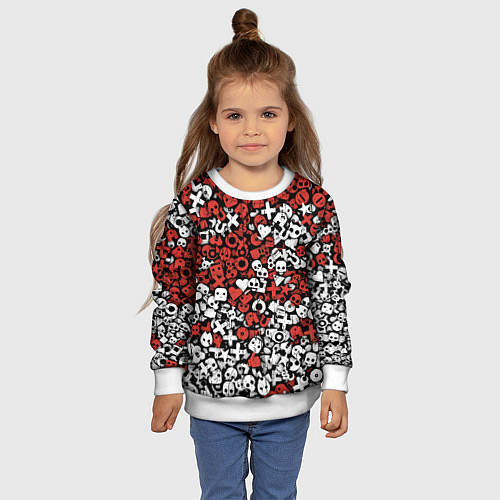 Детский свитшот Красно-белые знаки LDR / 3D-Белый – фото 4
