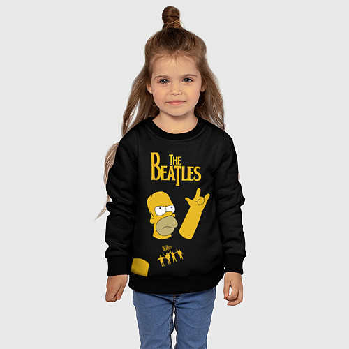 Детский свитшот The Beatles Гомер Симпсон Рокер / 3D-Черный – фото 4