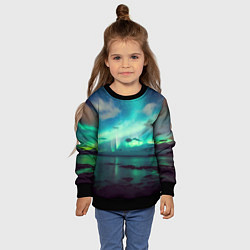 Свитшот детский Aurora borealis, цвет: 3D-черный — фото 2