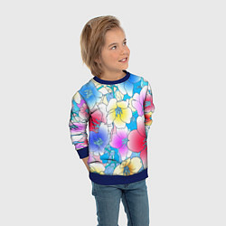 Свитшот детский Летний цветочный паттерн Fashion trend 2025, цвет: 3D-синий — фото 2