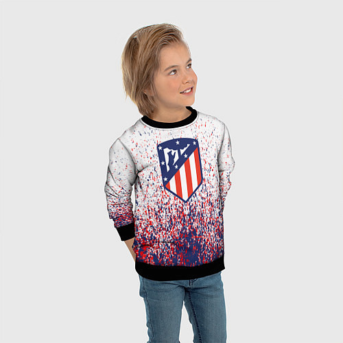 Детский свитшот Atletico madrid logo брызги красок / 3D-Черный – фото 3