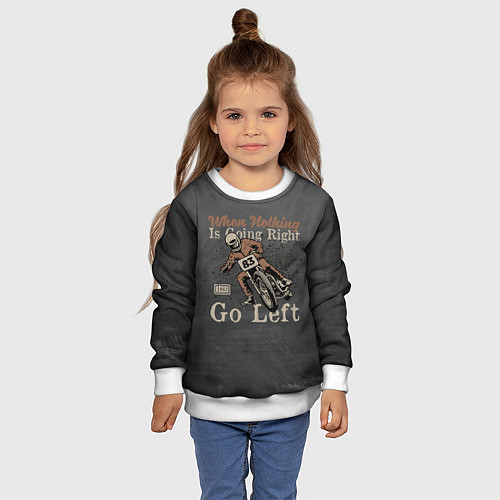 Детский свитшот Гонщик - байкер 83 номер / 3D-Белый – фото 4