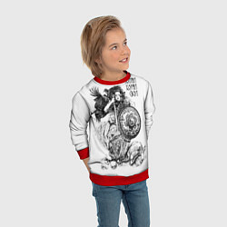 Свитшот детский Помни корни свои - воительница, цвет: 3D-красный — фото 2