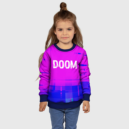 Детский свитшот Doom Glitch Text Effect / 3D-Синий – фото 4
