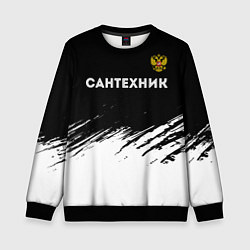 Свитшот детский Сантехник из России и Герб Российской Федерации, цвет: 3D-черный