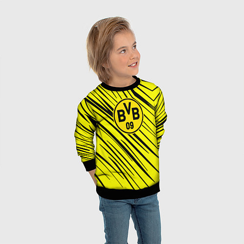 Детский свитшот Borussia боруссия абстрактный фон желтый / 3D-Черный – фото 3