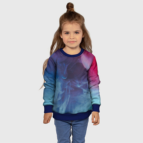 Детский свитшот Неоновый дым - Голубой и розовый / 3D-Синий – фото 4