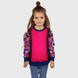 Свитшот детский Розовый в цветах, цвет: 3D-синий — фото 2