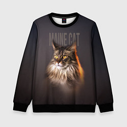 Свитшот детский Maine cat, цвет: 3D-черный