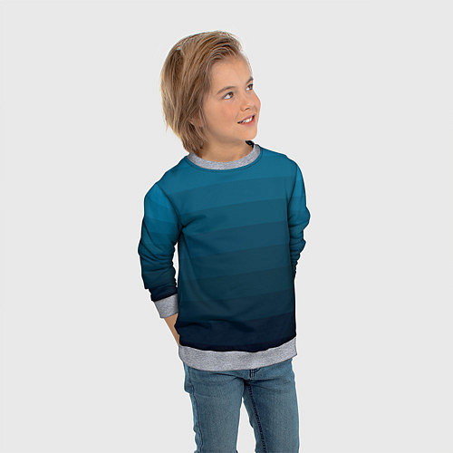 Детский свитшот Blue stripes gradient / 3D-Меланж – фото 3