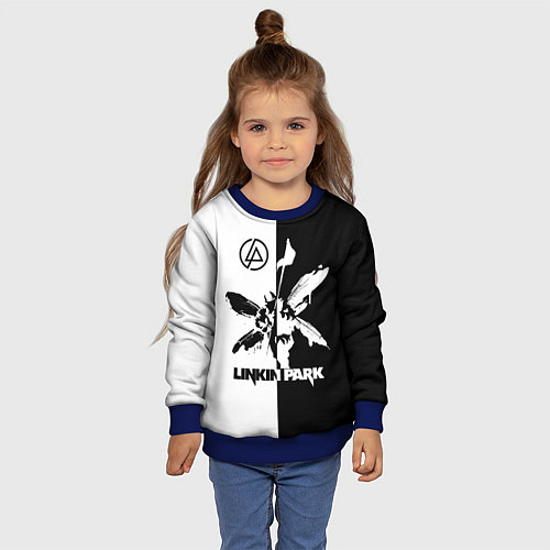 Детский свитшот Linkin Park логотип черно-белый / 3D-Синий – фото 4