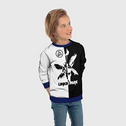 Свитшот детский Linkin Park логотип черно-белый, цвет: 3D-синий — фото 2