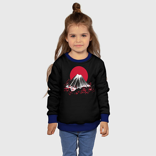 Детский свитшот Гора Фудзи Цветение сакуры / 3D-Синий – фото 4