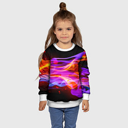 Свитшот детский Abstract colorful waves, цвет: 3D-белый — фото 2