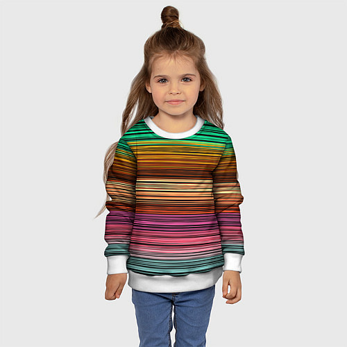 Детский свитшот Multicolored thin stripes Разноцветные полосы / 3D-Белый – фото 4