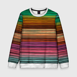 Свитшот детский Multicolored thin stripes Разноцветные полосы, цвет: 3D-белый