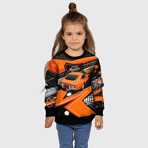 Детский свитшот Vintage Tron Ретро-автомобиль / 3D-Черный – фото 4