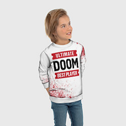 Свитшот детский Doom: красные таблички Best Player и Ultimate, цвет: 3D-белый — фото 2
