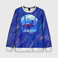 Детский свитшот Лось в лесу Blue