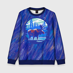 Детский свитшот Лось в лесу Blue