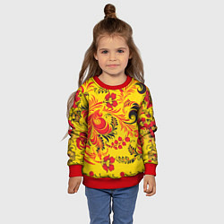Свитшот детский Хохломская Роспись Цветы, цвет: 3D-красный — фото 2