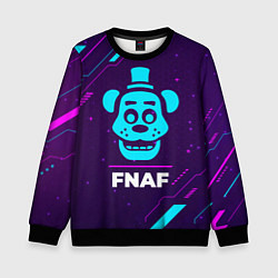 Свитшот детский Символ FNAF в неоновых цветах на темном фоне, цвет: 3D-черный