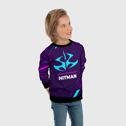 Свитшот детский Символ Hitman в неоновых цветах на темном фоне, цвет: 3D-черный — фото 2
