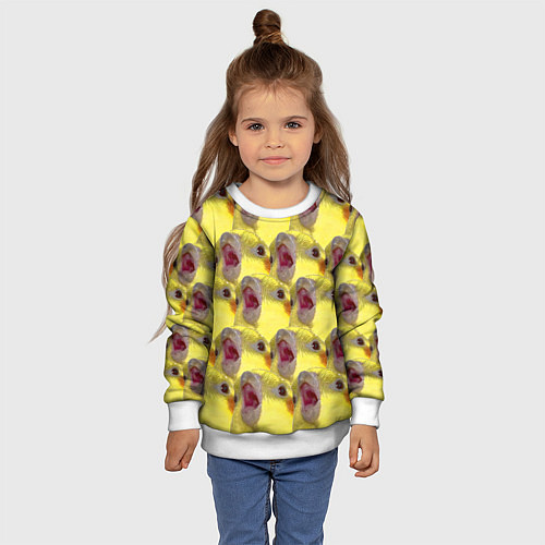 Детский свитшот Попугай Корелла Орёт Мем / 3D-Белый – фото 4