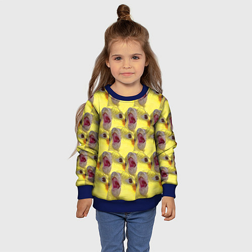 Детский свитшот Попугай Корелла Орёт Мем / 3D-Синий – фото 4